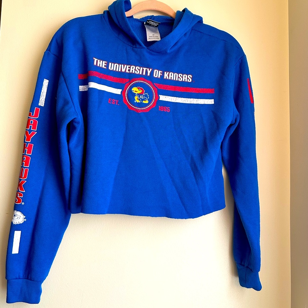 The University of Kansas cropped hoodie.